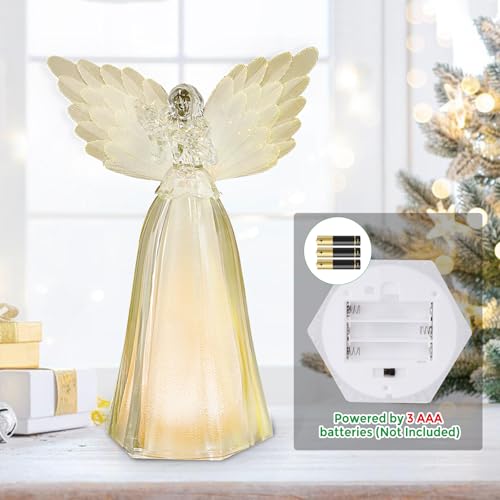 Warm White Angel Christmas Statue with Lights & Timer - 2 Pack Holiday Decor