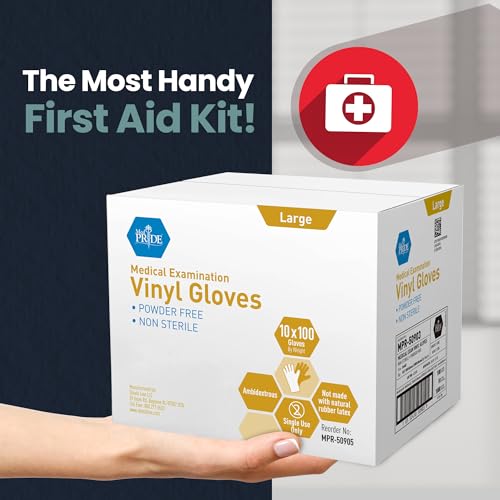 Medical Exam Gloves Large 1000 Count Powder & Latex-Free Vinyl Disposable