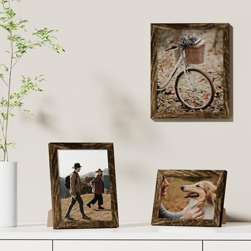 Brown 8x10 Picture Frame Set of 9 Wall & Tabletop Display
