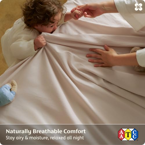 Linen Queen Size Organic Cotton Sheets - GOTS Certified, 300 TC, Soft & Breathable