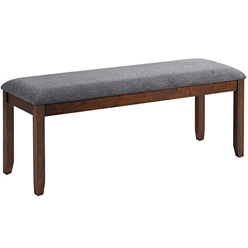 Grey Upholstered Dining Room Bench with Padded Seat and 660lbs Capacity - 47 Inch