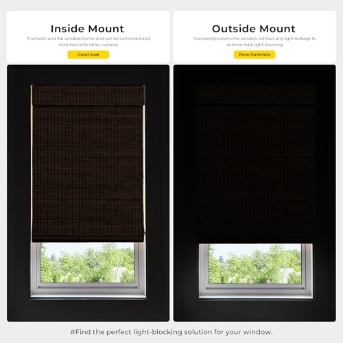 Blackout Cordless Bamboo Roman Shades 45 3/4x64 in - Penang Teak Variation