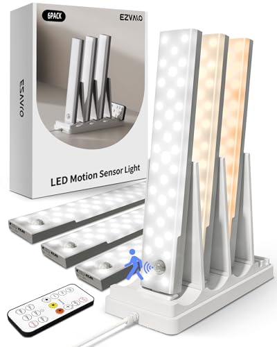 EZVALO 9 Inch Rechargeable Under Cabinet Lights 6 Pack with Charging Station and Remote