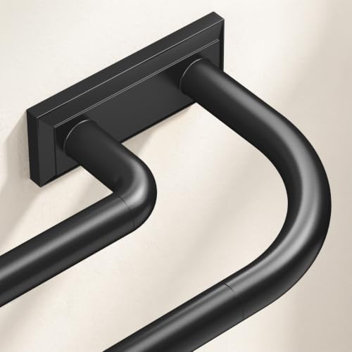 Black Wrap Around Double Curtain Rod 34-120 Inch - Adjustable, Heavy Duty