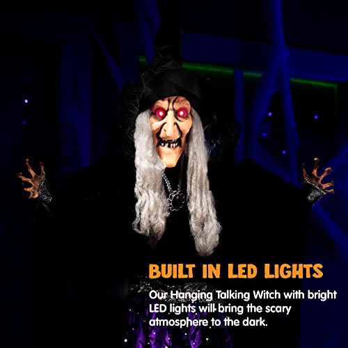 47-Inch Light-Up Talking Halloween Witch Decor Outdoor Indoor Haunted House Animatronics