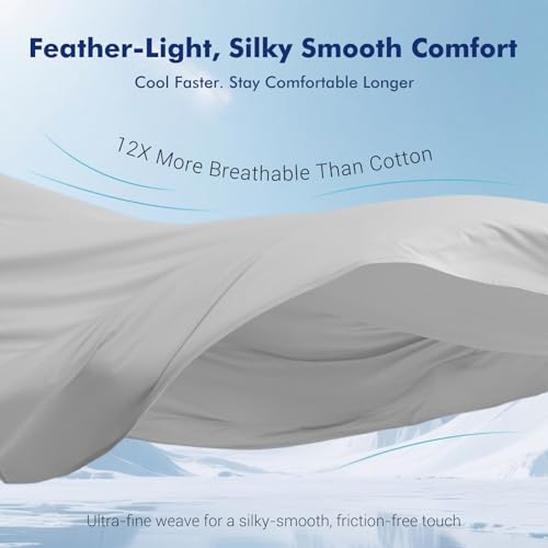 Elegear Silver-Infused Cooling Bed Sheets King Size Flat Sheet Gray 108" x 102"