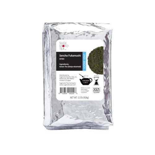 SUGIMOTO TEA Japanese Sencha Fukamushi Green Tea Loose Leaf 1 lb - Bulk Premium Sencha Green Tea / Loose Leaf