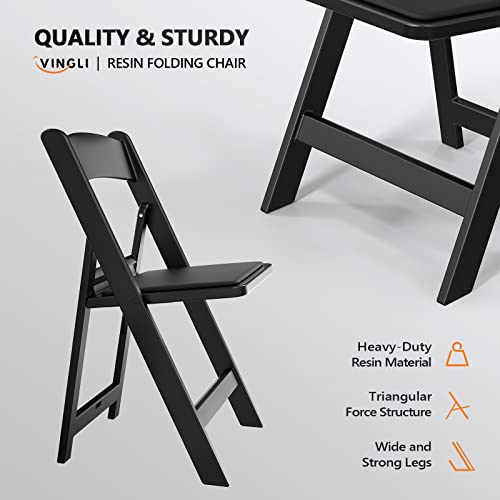 FCH Plastic Folding Chair with Padded Seat, Resin Foldable Chairs
