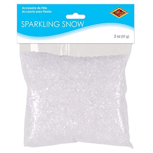 Beistle Sparkling Snow, Sparkling Snow Confetti, Christmas Decorations & Holiday Plastic Snowflakes, Wintertime Snowy Iridescent Decor, 2 oz. Pkg.