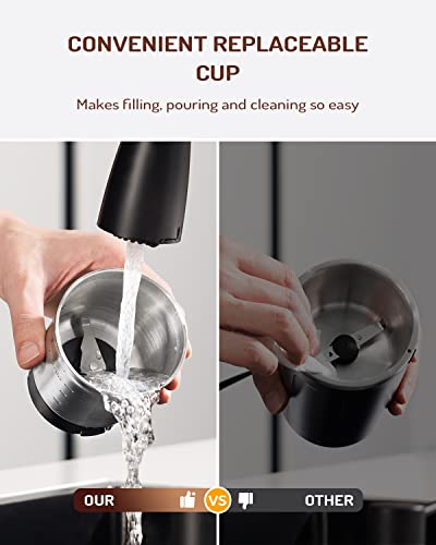 Electric Coffee & Spice Grinder - Silent, Adjustable Coarse to Fine, 1 Removable Stainless Steel Bowl - Black, Variation: Black / 1 Bowl