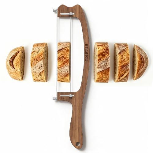 Imarku 10 Inch Bread Slicer Knife with Adjustable Thickness - Natural Wood Color