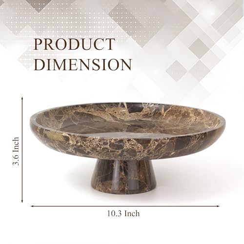 Brown Natural Marble Fruit Bowl with Pedestal – Elegant Kitchen & Dining Decor
