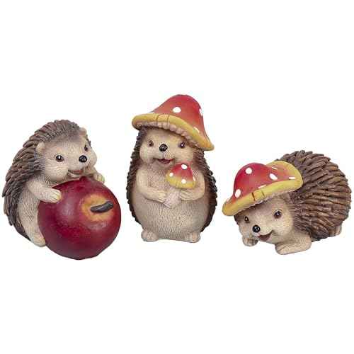 Valery Madelyn Hedgehogs Fall Decorations for Home, 3 Pcs Fall Decor for Table Indoor Outdoor, Resin Thanksgiving Decorations Garden Pumpkins Figurines for Autumn Harvest Porch Tiered Tray