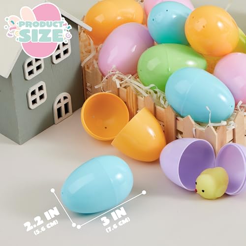 JOYIN 3.15" Pastel Easter Eggs, 25PCS Large Plastic Eggs, Empty Colorful Fillable Eggshells for Easter Hunt, Party Favor, Basket Stuffers Filler, Classroom Prize Supplies