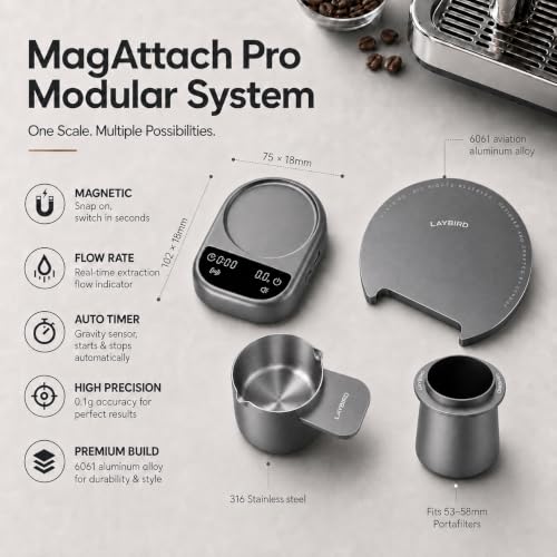 MagAttach Pro Coffee Scale with Timer for Espresso & Pour Over