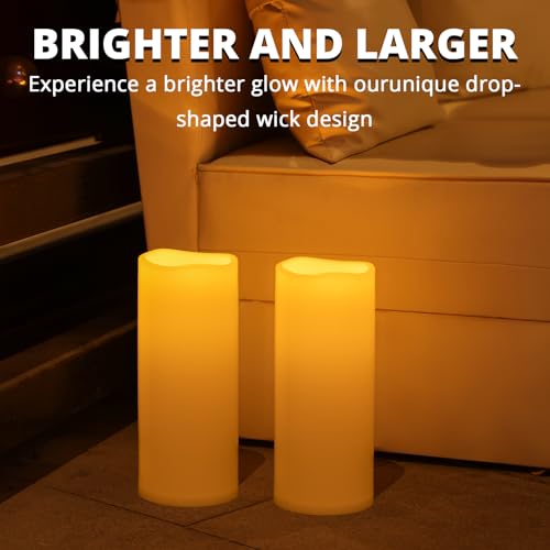 Outdoor Waterproof Flameless Candles Set of 2 - 12x5 Inches Ivory White with Remote Timer