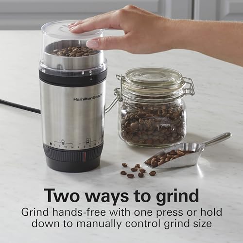 Hamilton Beach Custom Grind Coffee Grinder 4-14 Cups - Adjustable, Hands-Free & Removable Bowl
