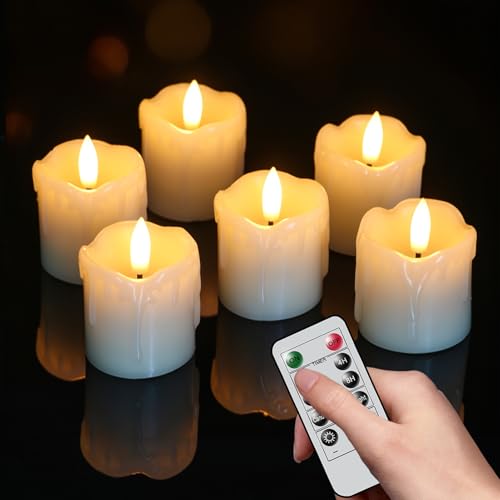 White Flameless Votive Candles with Remote Timer - 6-Pack, 2" x 2.5", Dromance (7-6 White)