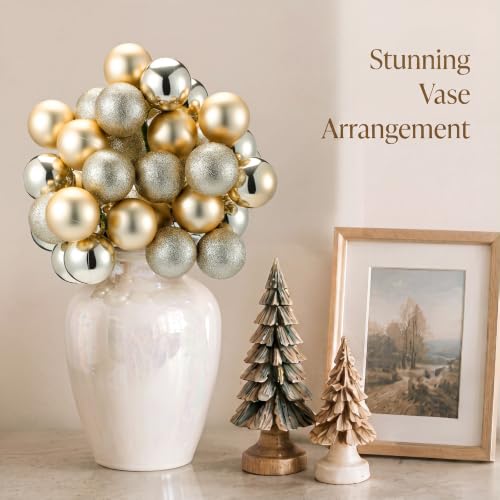 Soulchen 24 Pack Gold Christmas Ornament Picks - Shatterproof Holiday Decor