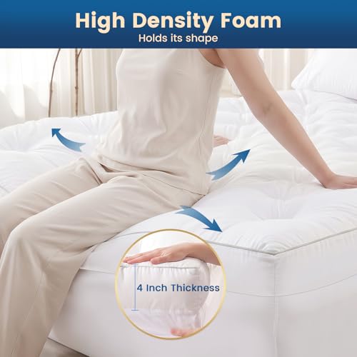 Cosybay 4-Inch Full Size Memory Foam Mattress Topper for Back Pain Relief, White
