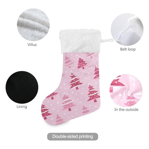 Pink Christmas Stocking 17.7 Inch Large Velvet Fireplace Hanging Gift