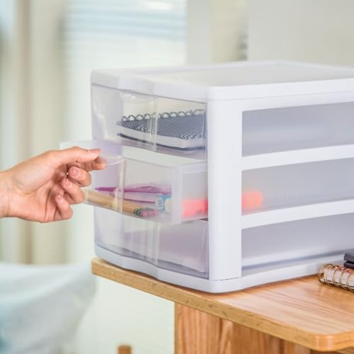 Sterilite Wide 3-Drawer Storage Unit Set - 8 Pack for Home & Office Organization