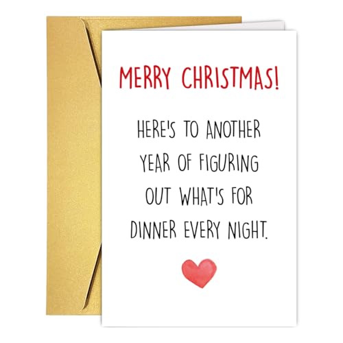 Heart Christmas Card for Husband Wife - Funny Holiday Card for Him Her, Unique 8x5.3in
