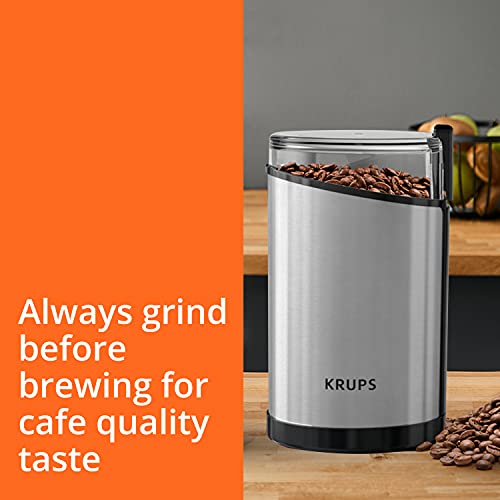 KRUPS Stainless Steel Coffee & Spice Grinder, 3oz Capacity, One-Touch Operation