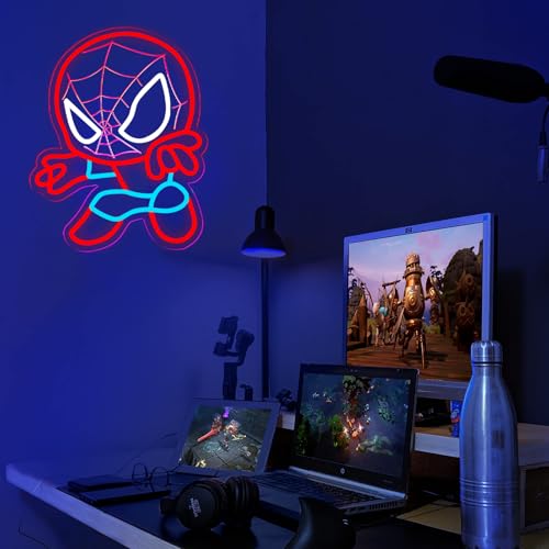 TOPQUALI T-Spider Neon Sign for Wall Decor, Dimmable Anime LED Light, Kids & Game Room Decoration, 12.2x15.7 Inch