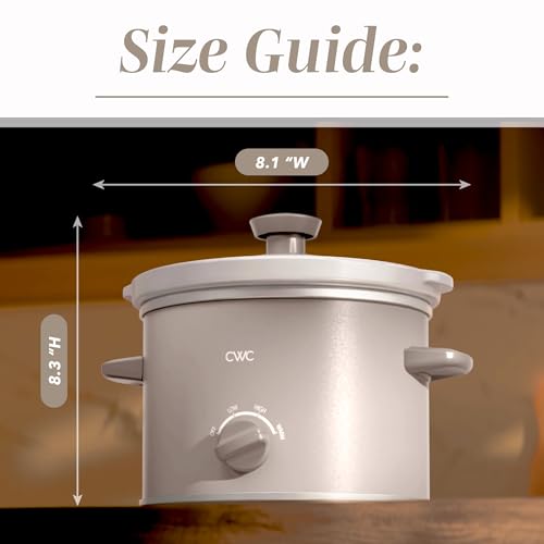 Greige 2QT Mini Electric Slow Cooker with Removable Stoneware & Glass Lid
