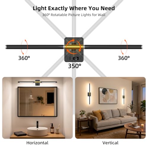 Black Gold Wall Sconce Set of 2 - Detachable Battery, 28.8 Inch, Adjustable