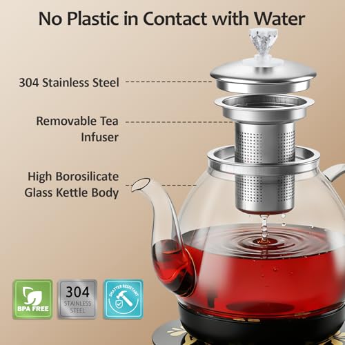 Black Electric Tea Maker with Infuser, Precise Temperature Control, 0.8L