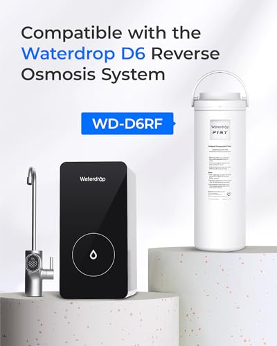 Waterdrop WD-D6RF Replacement Filter for D6 Reverse Osmosis System - 1 Year, PFAS Reduction