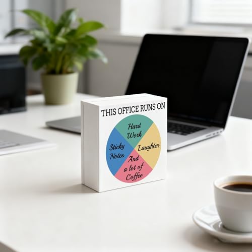 Funny Desk Decor Box – Humorous Office Quote Wood Gift for Work