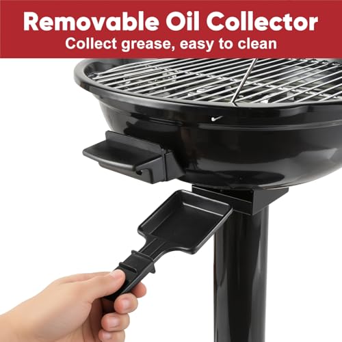 Electric Grill - Indoor & Outdoor Portable BBQ with Adjustable Heat, 1600W - Black
