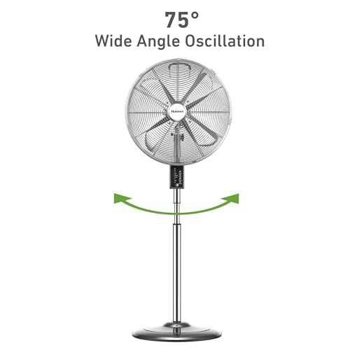 16-Inch Digital Oscillating Metal Stand Fan with Remote Control - 3 Speed Settings, Adjustable Height