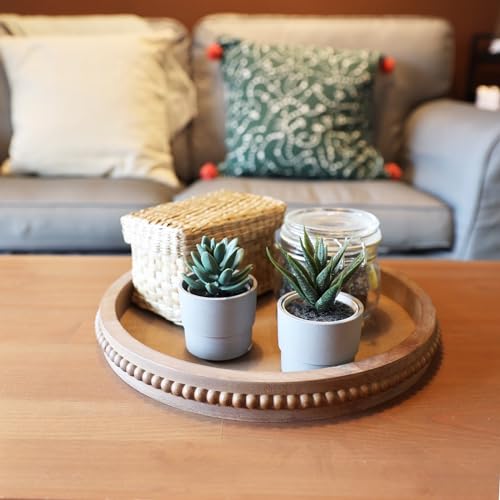 Hrastany Round Wood Decorative Serving Tray - Brown 13 Inch