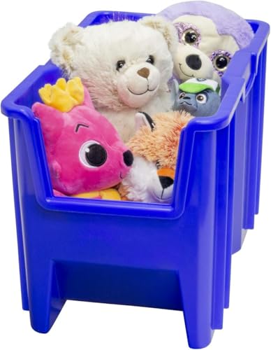 Akro-Mils Stak-N-Store Stackable Plastic Storage Bins 17.5 x 11 x 12.5 in Blue 7.4 Gallons 4-Pack