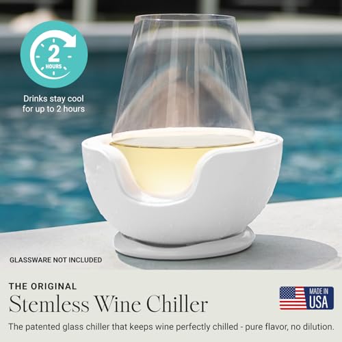 VoChill Quartz Stemless Wine Chiller - Refreezable Drink Cooler, USA-Made