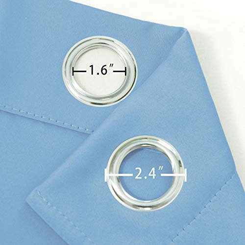 Sky Blue Thermal Blackout Curtains Set of 2 - 52 x 84 Inch Room Darkening Drapes with Grommets