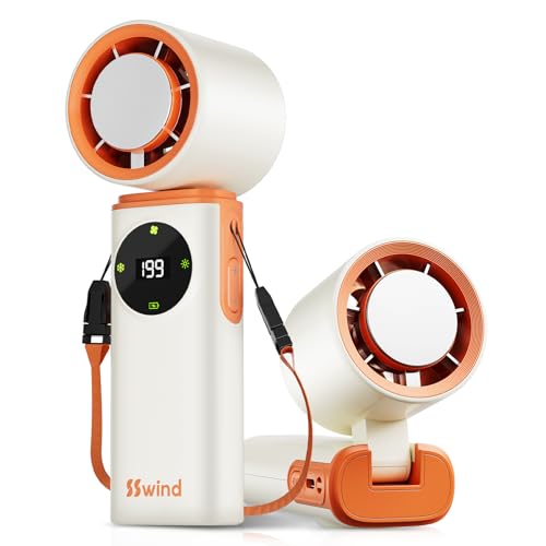 White Portable Handheld Fan with Ice Cooling & 20H Battery - 199 Speed Levels