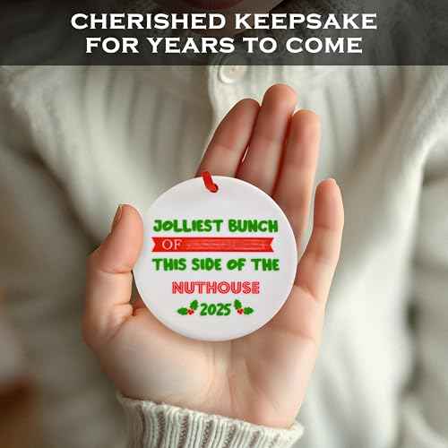 Jolliest Bunch This Side of The Nuthouse Ornament 3 Inch, Funny Xmas Vacation Ornament, Xmas Vacation Christmas Ornament, Jolliest Bunchs Xmas Vacation Decor, Christmas Gag Gift Tree Decor