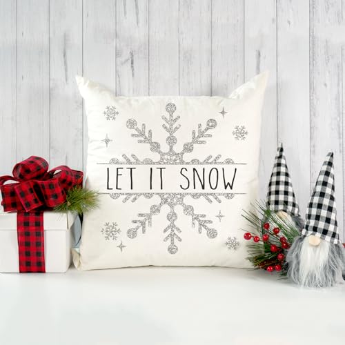 AOFANGGO Christmas Pillow Covers 18x18 Set of 4 Silver Holiday