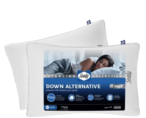 Down-Alternative Sleep Pillow Set with Tencel Cover - 2 Pack, 18x26 inches