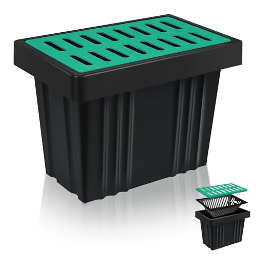 Jenoudar 21.6 x 13.9 x 15.7 Inch Catch Basin with Debris Filter Basket & Composite Grate