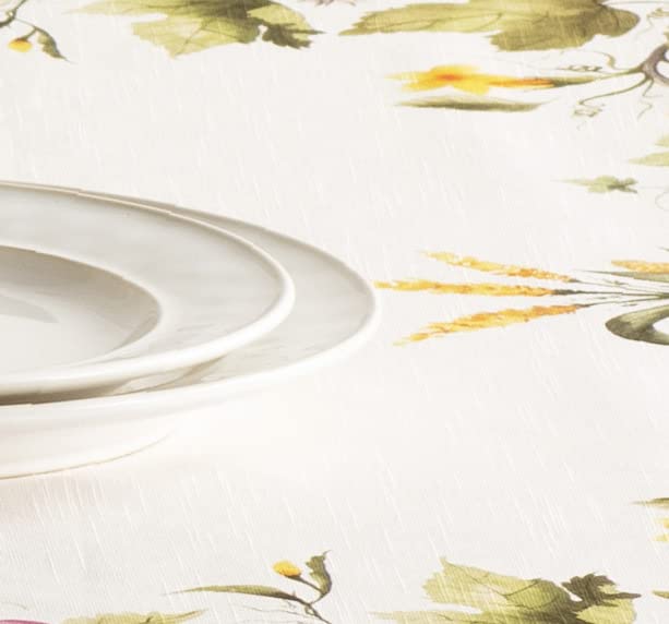 Maison d' Hermine Table Cloth Rectangle Table 100% Cotton 70 x 120 Inches Fall Tablecloth Reusable Everyday Use for Thanksgiving Christmas Decorations Dining Farmhouse (Pumpkin Garden - Cloudy Cream)