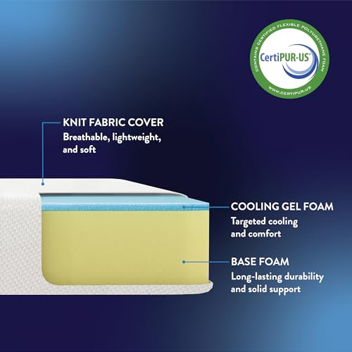 Twin 6 Inch Gel-Infused Memory Foam Mattress - Medium Firm, Cooling, CertiPUR-US Certified