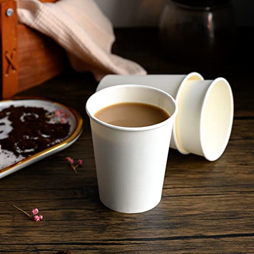 8 Oz Disposable Paper Coffee Cups - White, 1000 Pack, Suitable for Hot & Cold Drinks
