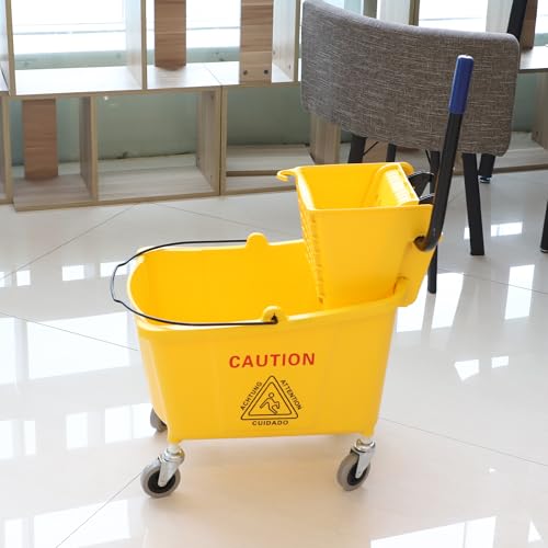 Midoneat Commercial 35-Qt Mop Bucket with Side Press Wringer on Wheels