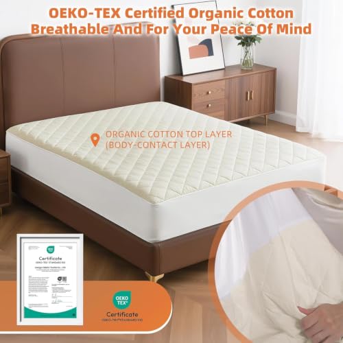 LOFE Organic Queen Mattress Protector - 5-Sided Waterproof & Breathable